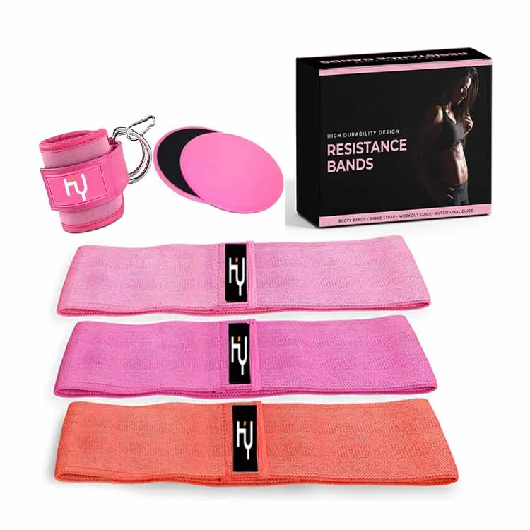 Pink Latex Printed Cotton Hip Circle Rubber Fabric Resistance Bands with core sliders, Customized color
Pink Latex Printed Cotton Hip Circle Rubber Fabric Resistance Bands with core sliders, Customized color
