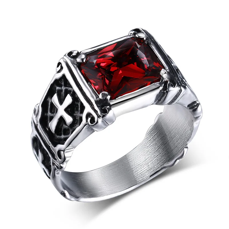 Punk Cross Ring Casting Prong Setting Red Black CZ Stone Stainless Steel Christ Prayer Male Alliance Jewelry
Punk Cross Ring Casting Prong Setting Red Black CZ Stone Stainless Steel Christ Prayer Male Alliance Jewelry