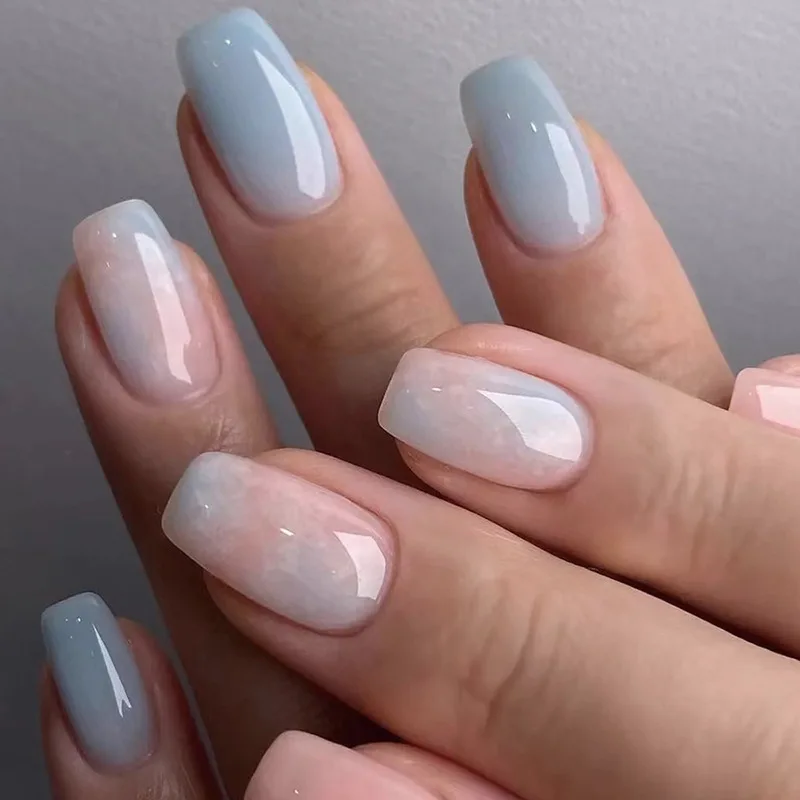 24 Pieces Summer Short Ballet Powderblue Marble False Nails Wholesale Price Abs Material Natural Press On Nails For Salon
24 Pieces Summer Short Ballet Powderblue Marble False Nails Wholesale Price Abs Material Natural Press On Nails For Salon