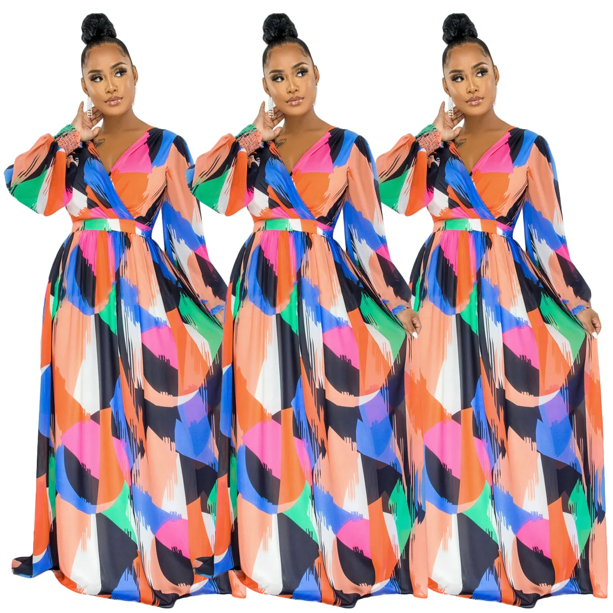 RX-1670 Hot selling fashion long sleeve sexy print V neck long elegant dresses for fall ladies prom dresses, As picture shows or customized color
RX-1670 Hot selling fashion long sleeve sexy print V neck long elegant dresses for fall ladies prom dresses, As picture shows or customized color