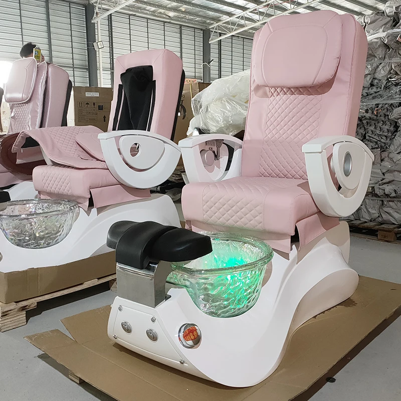 High-end nail salon equipment pink manicure pedicure chair with massage and colorful bowl
High-end nail salon equipment pink manicure pedicure chair with massage and colorful bowl