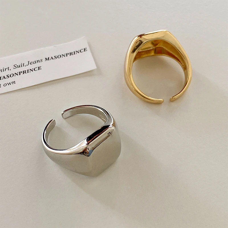 Wide Square 18K Gold Plated Adjustable Rings Open Polish Vintage Chunky Signet Ring Women Plain Trendy Korean Minimalist Jewelry, Gold/silver
Wide Square 18K Gold Plated Adjustable Rings Open Polish Vintage Chunky Signet Ring Women Plain Trendy Korean Minimalist Jewelry, Gold/silver