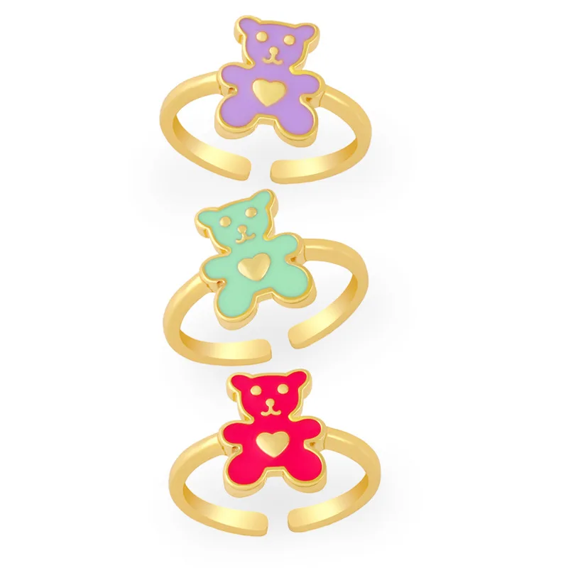 New Arrival Cute Jewelry 18k Real Gold Plated Thin Open Animals Finger Rings Candy Color Oil Drop Bear Charm Ring For Girls
New Arrival Cute Jewelry 18k Real Gold Plated Thin Open Animals Finger Rings Candy Color Oil Drop Bear Charm Ring For Girls