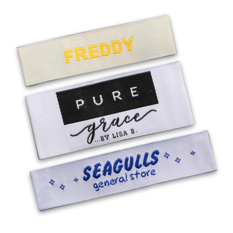 Eco friendly Sew on Custom Brand Name Logo Neck Tag Heat Cut Main Woven Labels for T-shirts, Custom color
Eco friendly Sew on Custom Brand Name Logo Neck Tag Heat Cut Main Woven Labels for T-shirts, Custom color