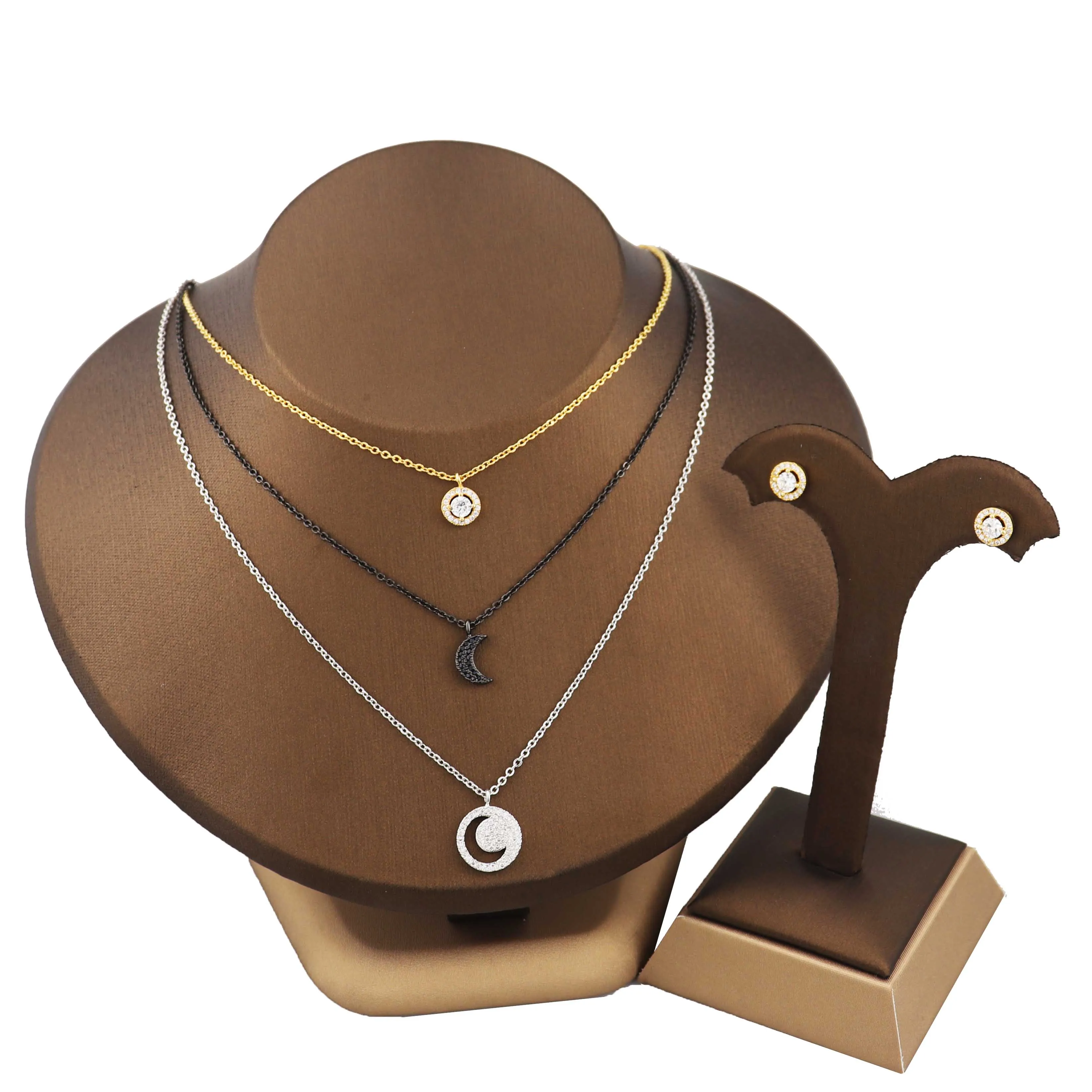 Fashion jewelry moom hollow diamond pandent jewelry Three chains in one jewellery necklace earrings set jewelry sets
Fashion jewelry moom hollow diamond pandent jewelry Three chains in one jewellery necklace earrings set jewelry sets