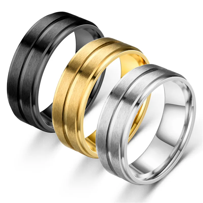 stainless steel 8mm wide matte double bevel simple men's black gold white ring wholesale
stainless steel 8mm wide matte double bevel simple men's black gold white ring wholesale