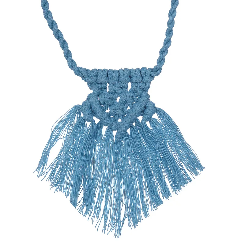 Latest Design Cotton Cord Necklace Hand-woven Jewelry Necklace Boho Necklace With Tassel For Women, Blue red green orange
Latest Design Cotton Cord Necklace Hand-woven Jewelry Necklace Boho Necklace With Tassel For Women, Blue red green orange