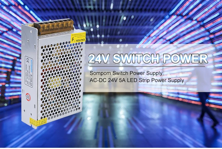 High efficiency open frame unit 24v 120w 5a adjustable switching smps power supply with single constant voltage output