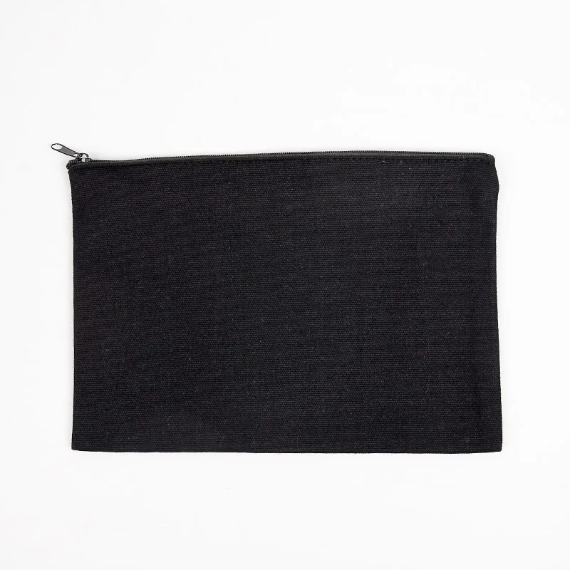 Stock Plain Canvas Makeup Bag Black Cosmetic Bag