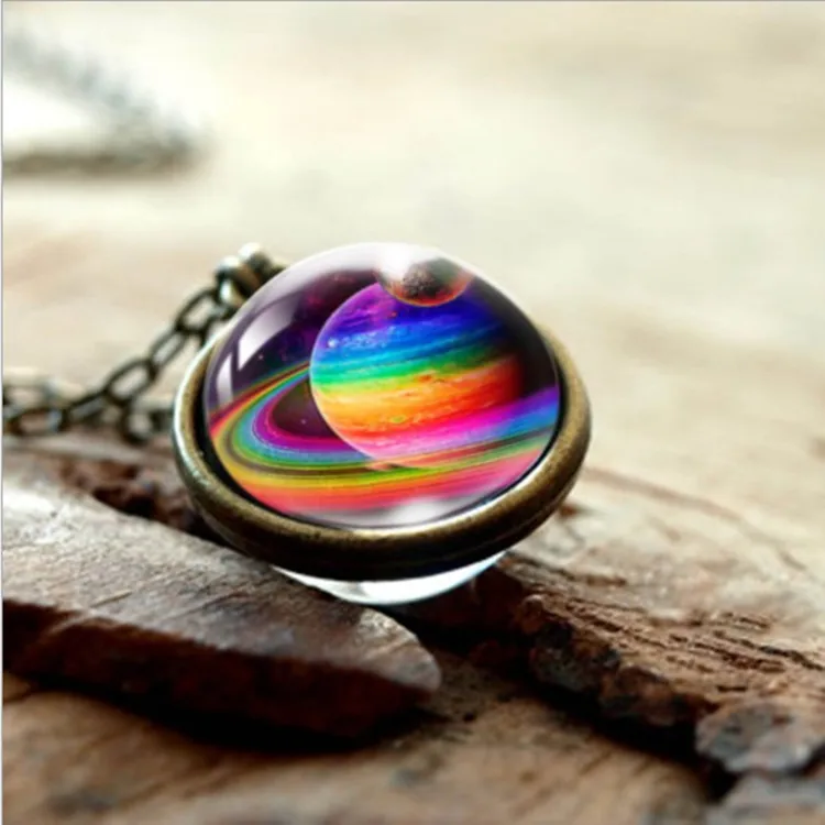 2021 Fashion European and American Jewelry Necklace Double-sided Glass Ball Pendant Solar System Cosmic Star Necklace, Gold/silver color
2021 Fashion European and American Jewelry Necklace Double-sided Glass Ball Pendant Solar System Cosmic Star Necklace, Gold/silver color