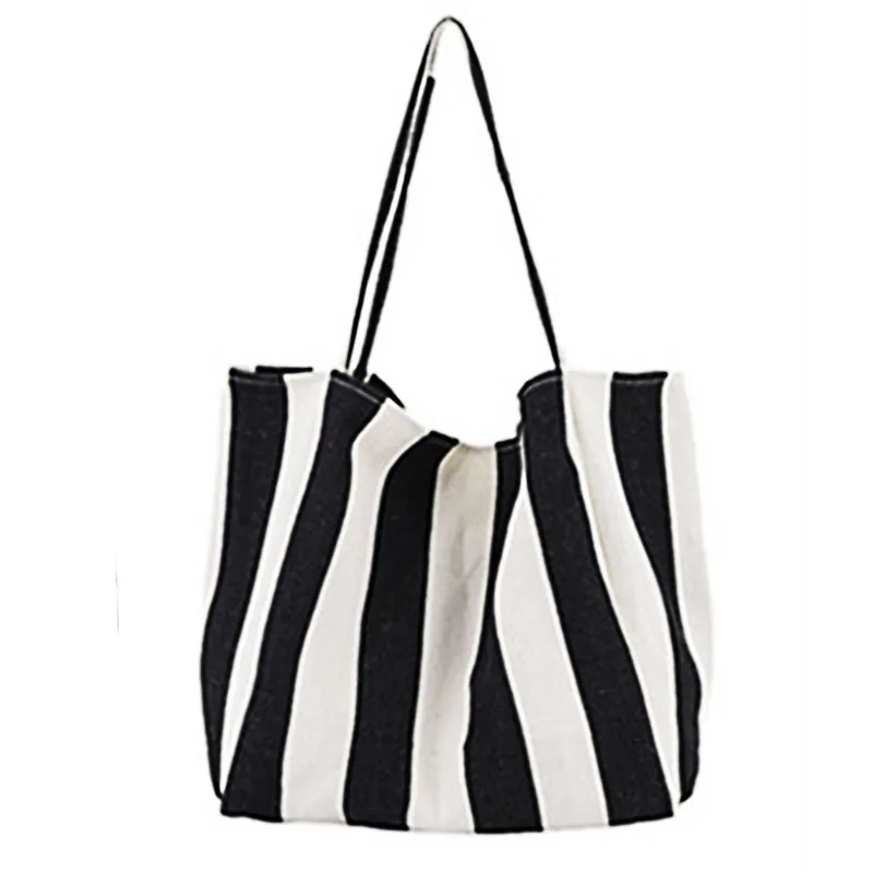 Large capacity beach bag retro canvas bag striped one-shoulder fashion shopping tote bag, Customizable
Large capacity beach bag retro canvas bag striped one-shoulder fashion shopping tote bag, Customizable