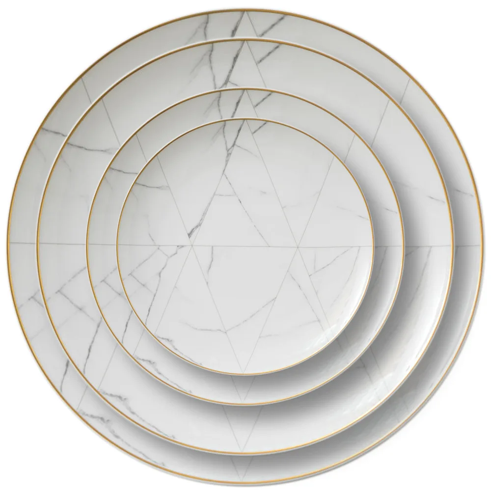 Nordic Minimalism Golden Trim Bone China Plate White Marbling Plate Wedding Hotel Net Red Bowl Set
Nordic Minimalism Golden Trim Bone China Plate White Marbling Plate Wedding Hotel Net Red Bowl Set