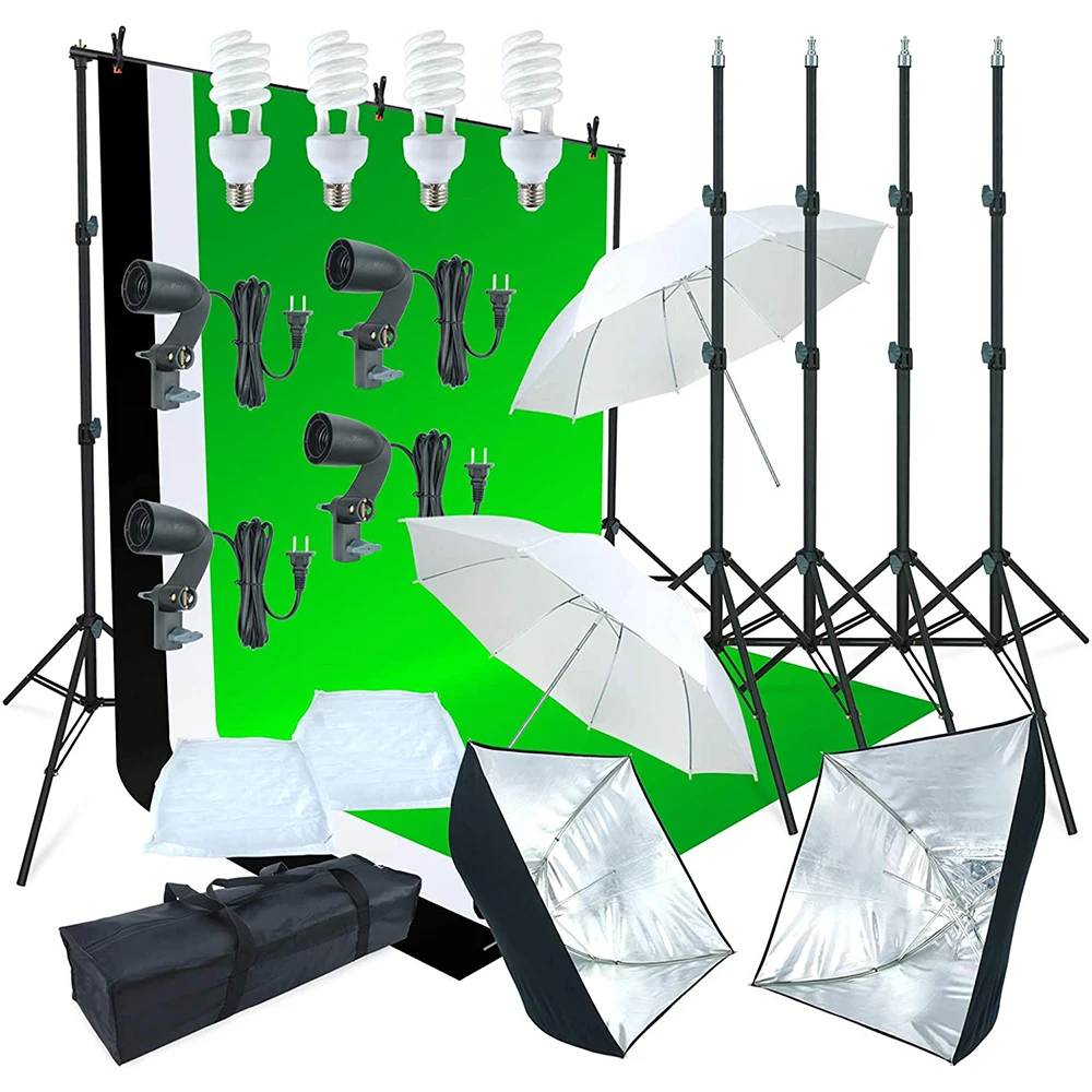 Soft light box softbox 3 Backdrops Photo Video Light Studio Flash Kit with Umbrella Light Bulbs Stand Set for Indoor
Soft light box softbox 3 Backdrops Photo Video Light Studio Flash Kit with Umbrella Light Bulbs Stand Set for Indoor