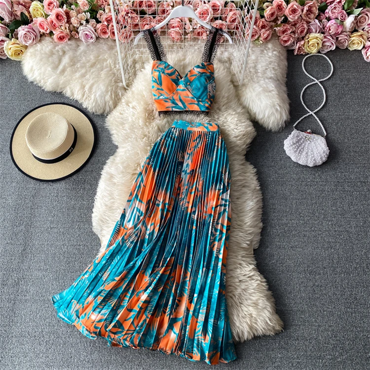 2021 Summer Bohemian Style High Waist Pleated Two Piece Set Long Maxi Elegant Casual Dress Summer Dresses Women Lady Elegant
2021 Summer Bohemian Style High Waist Pleated Two Piece Set Long Maxi Elegant Casual Dress Summer Dresses Women Lady Elegant