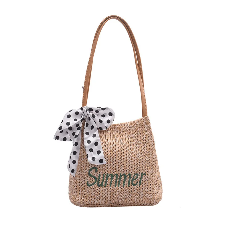 Wholesale Fashion Bucket Straw Summer Beach Shopping Bags ladies Single crossbody shoulder Hand bags Women Scarf Woven Handbags, 2 colors
Wholesale Fashion Bucket Straw Summer Beach Shopping Bags ladies Single crossbody shoulder Hand bags Women Scarf Woven Handbags, 2 colors