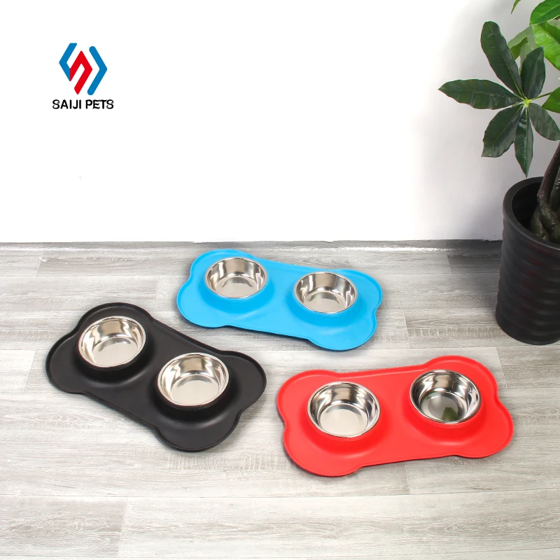 Saiji dual use double round stainless steel dog bowl with portable collapsible easy clean top quality silicone mat, Silver, customized color
Saiji dual use double round stainless steel dog bowl with portable collapsible easy clean top quality silicone mat, Silver, customized color
