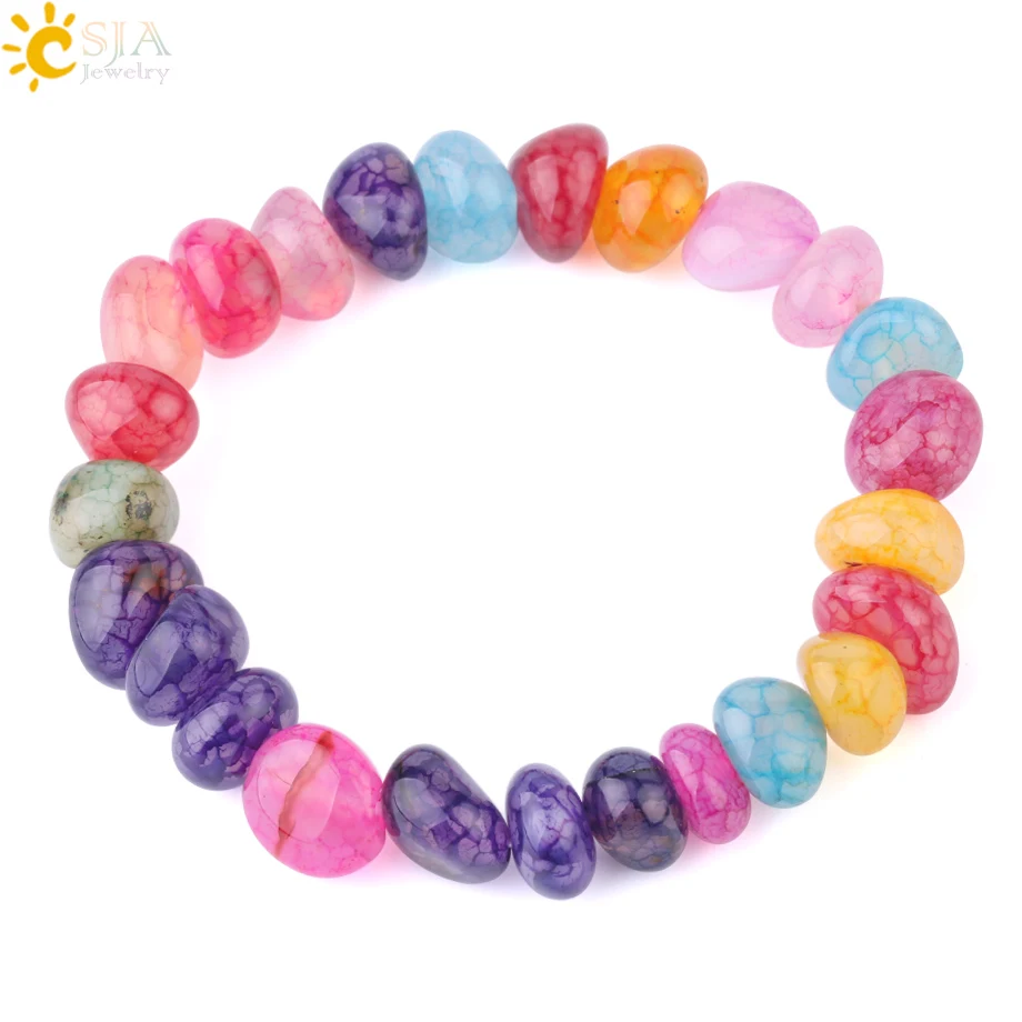 CSJA wholesale natural irregular stone agate beaded elastic yoga bracelet bangle women healing jewelry F796
CSJA wholesale natural irregular stone agate beaded elastic yoga bracelet bangle women healing jewelry F796