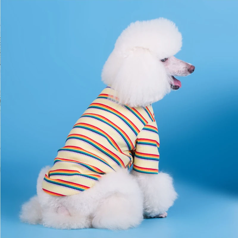 High Quality Pet Clothes Dog T-shirt For Autumn New Korea Best Selling Striped Dog Clothes Pet T-Shirt Puppy Clothes Wholesale