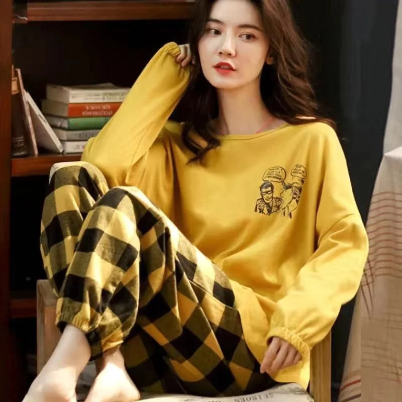 Home Essential Pajamas Women's Two-piece Long Sleeve Trousers Cute Suit Factory Wholesale Cross-border Clothing Ladies Pyjamas, As show
Home Essential Pajamas Women's Two-piece Long Sleeve Trousers Cute Suit Factory Wholesale Cross-border Clothing Ladies Pyjamas, As show
