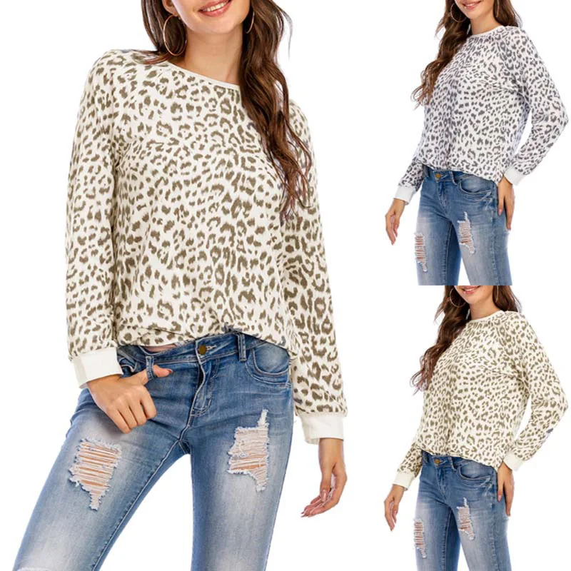 New Fashion T-shirt Wholesale New Arrival Autumn Spring Women Long Sleeve O-neck Loose Leopard Print Women T-shirt, As shown in the picture
New Fashion T-shirt Wholesale New Arrival Autumn Spring Women Long Sleeve O-neck Loose Leopard Print Women T-shirt, As shown in the picture