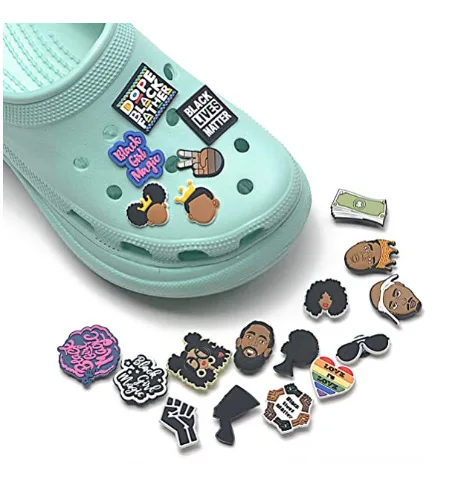 China Supplier Pvc Black Lives Matter Croc Shoes Charms Jibitz Wholesale Shoe Charms Decoration Manufacturer Croc Charms, Customized
China Supplier Pvc Black Lives Matter Croc Shoes Charms Jibitz Wholesale Shoe Charms Decoration Manufacturer Croc Charms, Customized
