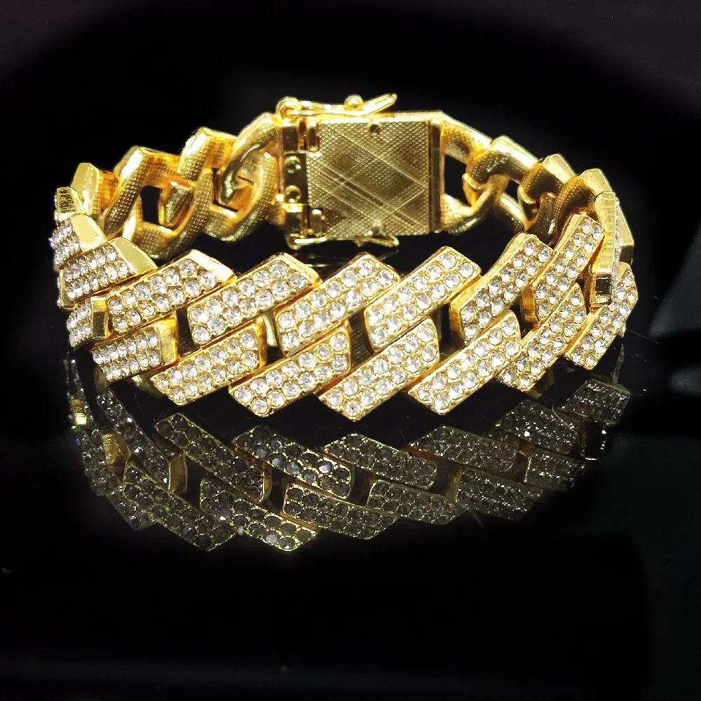 Trendy Hip Hop Bling Bling Full Crystal Cuban Chain Jewelry 20mm Wide Miami Cuban Link Chain Bracelet
Trendy Hip Hop Bling Bling Full Crystal Cuban Chain Jewelry 20mm Wide Miami Cuban Link Chain Bracelet