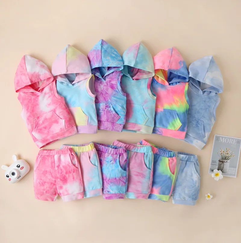 2022 vetement enfant sleeveless tops shorts set 2pcs tie-dyed hoodie boutique baby litter girl kids summer outfit clothing set, Picture color
2022 vetement enfant sleeveless tops shorts set 2pcs tie-dyed hoodie boutique baby litter girl kids summer outfit clothing set, Picture color