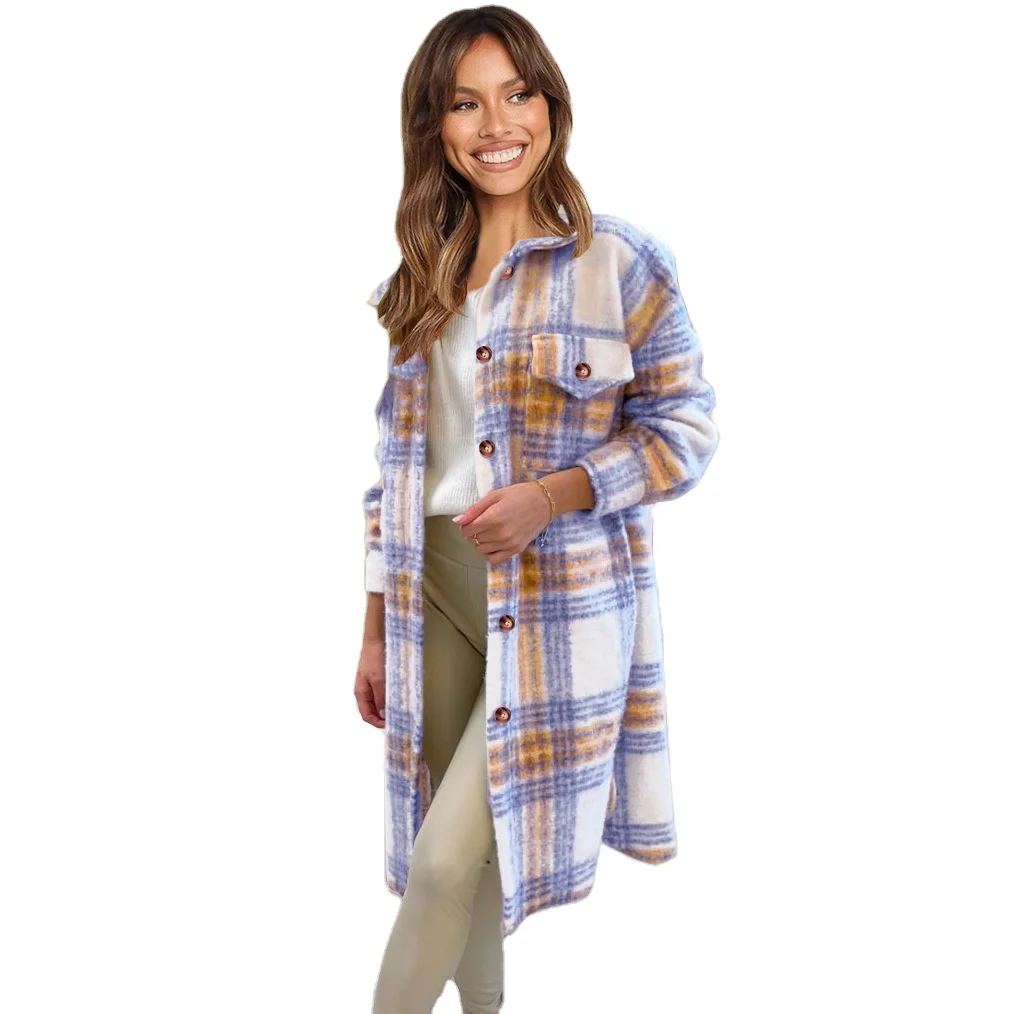 Women's Fashion Long Plaid Coat Autumn Shirt Coat Woolen Coat Streetwear Women Clothing Loose Female Casual Jacket
Women's Fashion Long Plaid Coat Autumn Shirt Coat Woolen Coat Streetwear Women Clothing Loose Female Casual Jacket