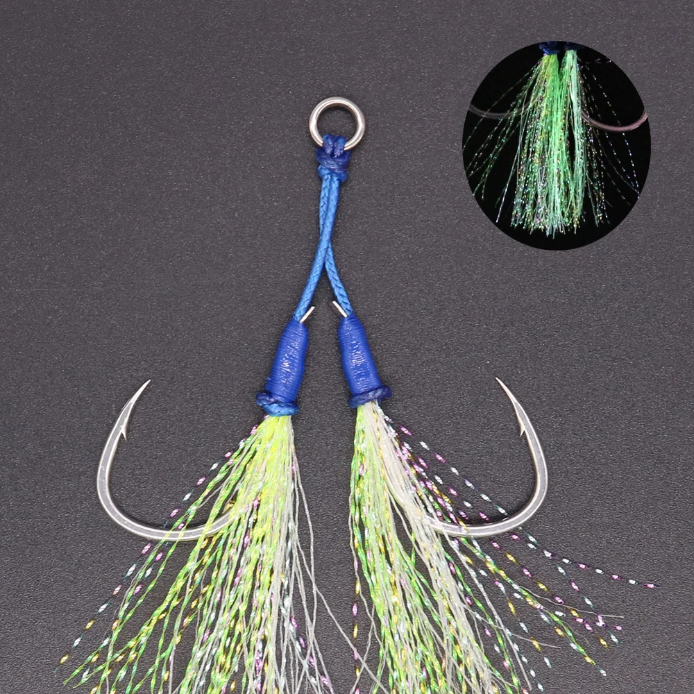 CASTFUN Slow Jig Double Assist Hook Glow Jigging Fishing Hook Luminous Jig Hooks, Silver
CASTFUN Slow Jig Double Assist Hook Glow Jigging Fishing Hook Luminous Jig Hooks, Silver