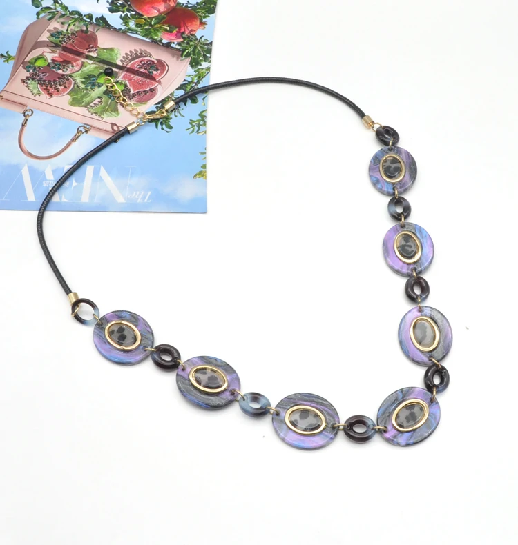 2021 New trendy rainbow purple color acrylic link chain necklace