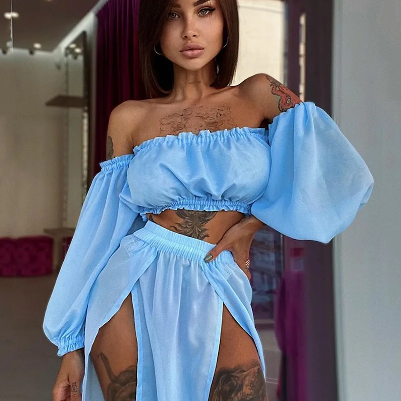 XUYA Women Mesh Sheer Swimsuit Cover-up Set See-through Long Sleeve Crop Tops And Cover Up Skirts Two Piece
XUYA Women Mesh Sheer Swimsuit Cover-up Set See-through Long Sleeve Crop Tops And Cover Up Skirts Two Piece