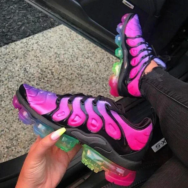 Women Mixed Color Lace-Up Closed Toe Tennis Shoes Low-Cut Upper Air Cushion Sneakers, Black purple
Women Mixed Color Lace-Up Closed Toe Tennis Shoes Low-Cut Upper Air Cushion Sneakers, Black purple