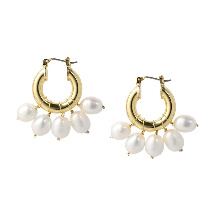 18K Gold Plated Brass Jewelry Natural Pearl Circle Hoop INS Accessories Earrings E191117
18K Gold Plated Brass Jewelry Natural Pearl Circle Hoop INS Accessories Earrings E191117