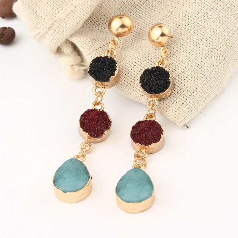 Artilady Fashionable Gold Irregular Druzy Earring For Women 2019 Boho Handmade Natural Resin Stone Wedding Gift Jewelry, Colorful
Artilady Fashionable Gold Irregular Druzy Earring For Women 2019 Boho Handmade Natural Resin Stone Wedding Gift Jewelry, Colorful