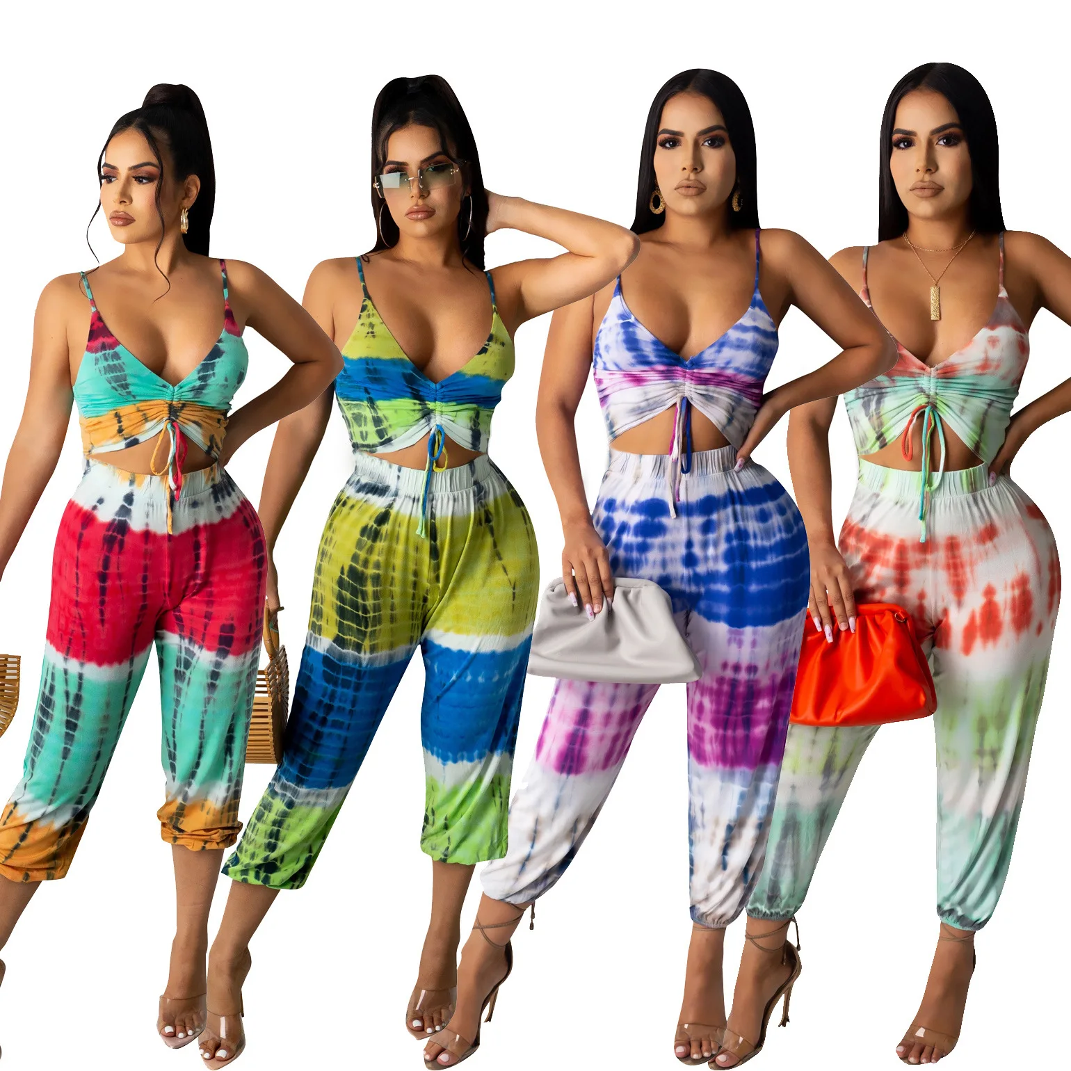 2021 Fashion Printed Casual Tie Dye Sweat Sleeveless Vest Loose Pants Woman Two Piece Summer Set, 4 colors and also can make as your request
2021 Fashion Printed Casual Tie Dye Sweat Sleeveless Vest Loose Pants Woman Two Piece Summer Set, 4 colors and also can make as your request