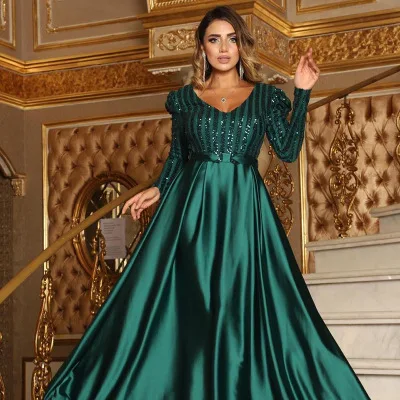 Wholesale Luxury Sequin A Line Green Polyester Long Sleeve Prom Dress V Neck Prom Dress Prom Dress
Wholesale Luxury Sequin A Line Green Polyester Long Sleeve Prom Dress V Neck Prom Dress Prom Dress