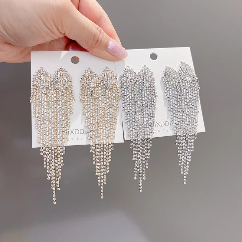 Sweetie Style Gold Silver Plated Diamond Geometric Earrings European Fashion Shiny Cubic Zircon Long Tassel Drop Earrings
Sweetie Style Gold Silver Plated Diamond Geometric Earrings European Fashion Shiny Cubic Zircon Long Tassel Drop Earrings