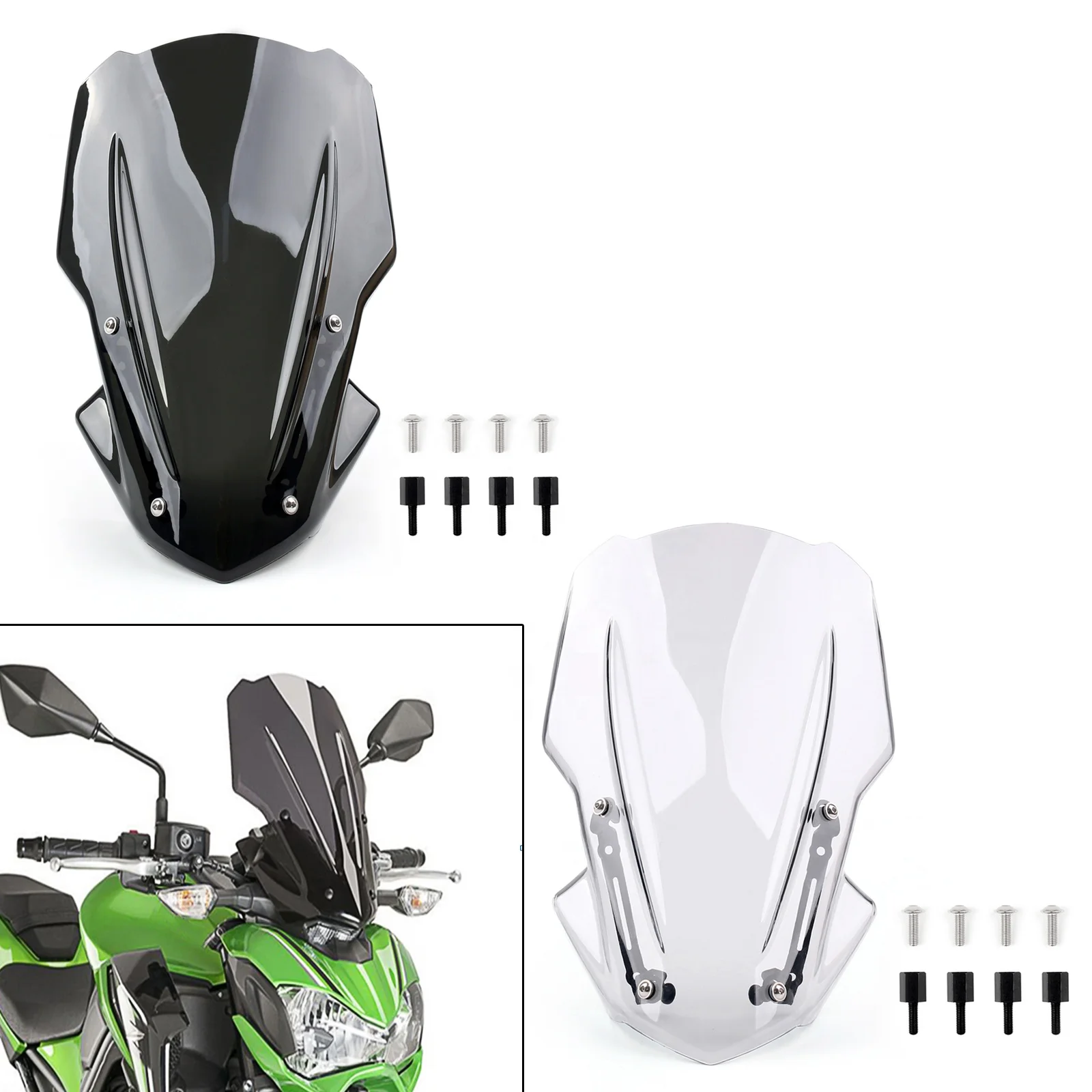 Windscreen Windshield Screen with Bracket For Kawasaki Z900 2017-2018, Black, clear
Windscreen Windshield Screen with Bracket For Kawasaki Z900 2017-2018, Black, clear