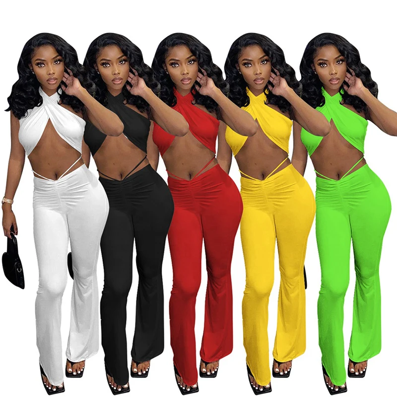New Arrival Backless Fashion 2 Pieces Womens Clothing Sexy Outfits Halter Top and Long Pants Women Sets Two Piece
New Arrival Backless Fashion 2 Pieces Womens Clothing Sexy Outfits Halter Top and Long Pants Women Sets Two Piece