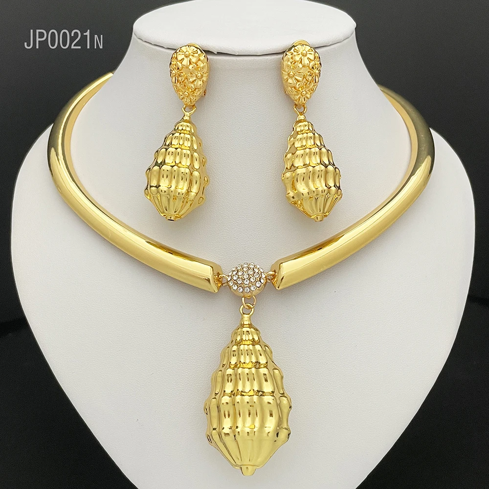 luxury necklace earring set creative design with conch shape pendant jewelry set Arabian bijoux collier moderne
luxury necklace earring set creative design with conch shape pendant jewelry set Arabian bijoux collier moderne