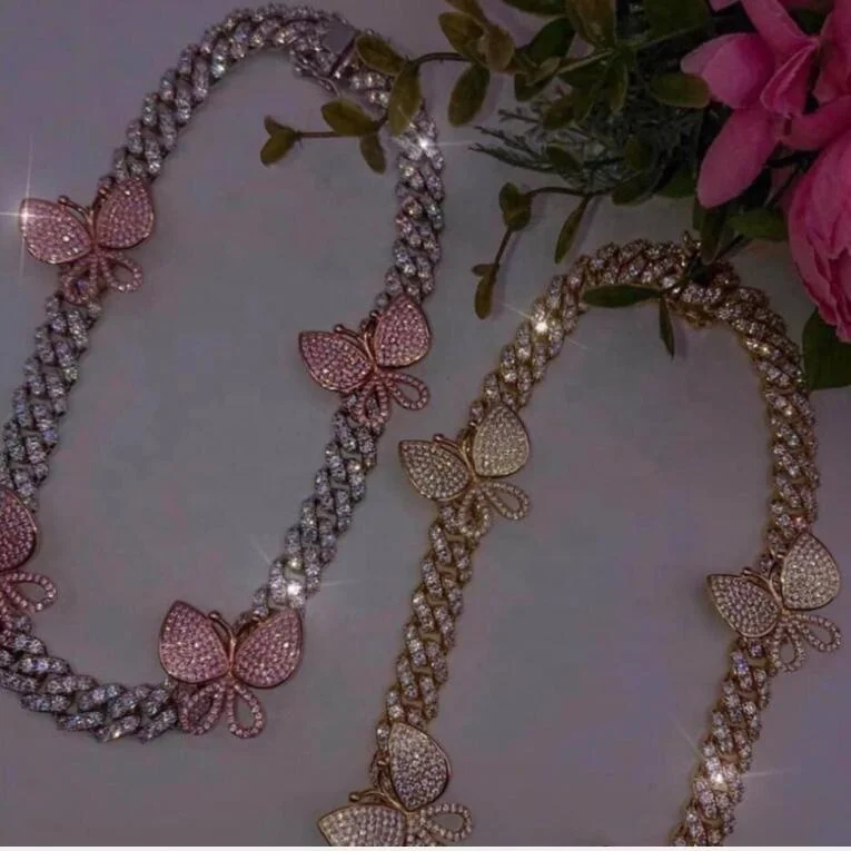 Hot sale Luxury women iced out jewelry diamond cuban link chain butterfly necklace
Hot sale Luxury women iced out jewelry diamond cuban link chain butterfly necklace