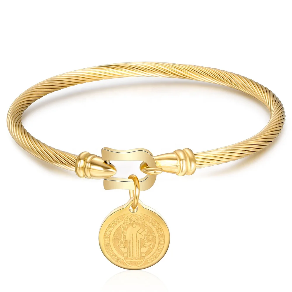 Luxury Jewelry Women Bracelet Clasp Stainless Steel Gold Plated Cable Wire Bracelet Christian Medal Of Stain Charm Bangle, Rose/sliver/gold
Luxury Jewelry Women Bracelet Clasp Stainless Steel Gold Plated Cable Wire Bracelet Christian Medal Of Stain Charm Bangle, Rose/sliver/gold
