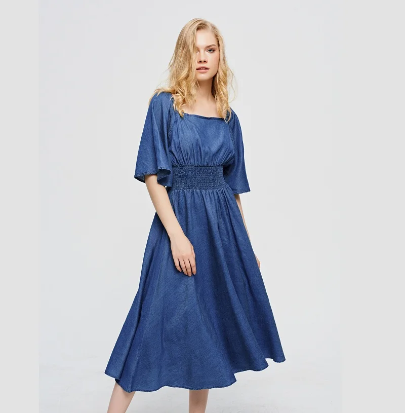 Fashionable high popularity blue denim jeans casual mid-calf dress
Fashionable high popularity blue denim jeans casual mid-calf dress