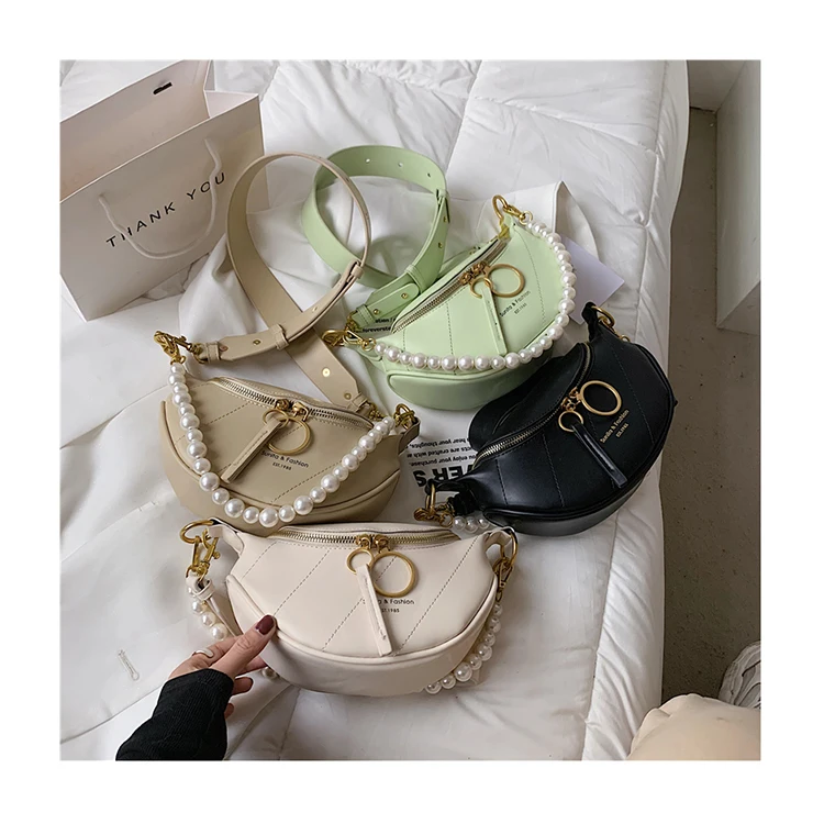 Trendy Pearl Chain Chest Pack Designer Brand Fanny Pack Women PU Waist Bags Luxury Round Zipper Messenger Bag Female Belt Bags
Trendy Pearl Chain Chest Pack Designer Brand Fanny Pack Women PU Waist Bags Luxury Round Zipper Messenger Bag Female Belt Bags