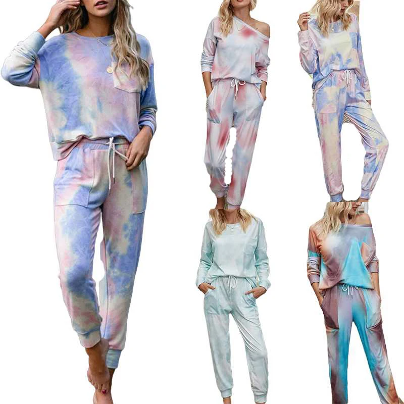 Women's Clothing Autumn and Winter 2020 Gradient Pajamas Tie-Dyed Long-Sleeved Trousers Home Wear Two-Piece Suit
Women's Clothing Autumn and Winter 2020 Gradient Pajamas Tie-Dyed Long-Sleeved Trousers Home Wear Two-Piece Suit