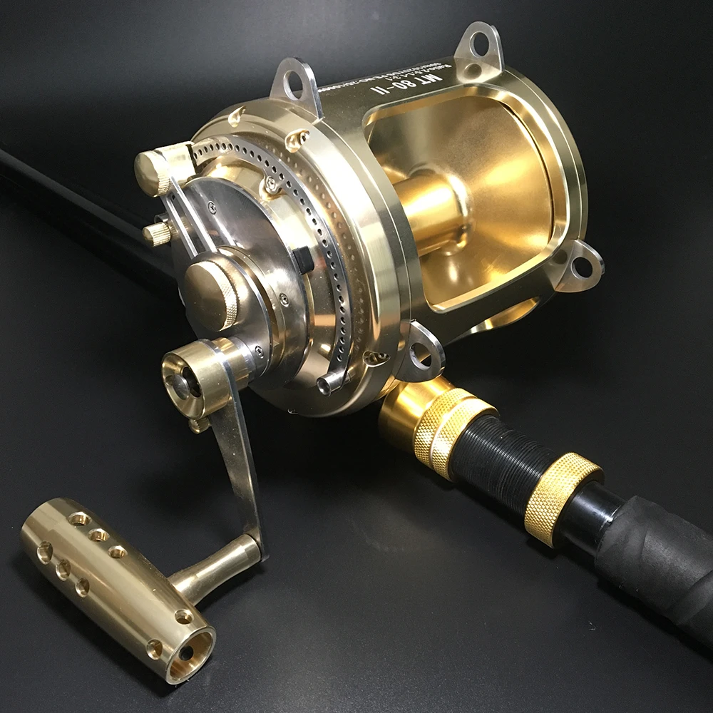 Boat Aluminum CNC Machined 2 Speed fishing reel 45kg tuna fishing reels deep sea wholesale game fishing reel 8000, Gold
Boat Aluminum CNC Machined 2 Speed fishing reel 45kg tuna fishing reels deep sea wholesale game fishing reel 8000, Gold