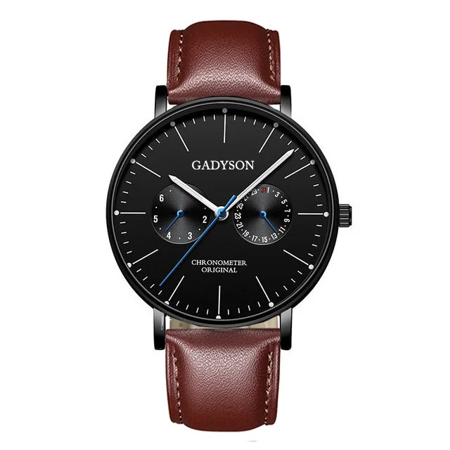GADYSON brand hot sale belt double dial scale display luminous pointer men's casual business quartz watch, As picture
GADYSON brand hot sale belt double dial scale display luminous pointer men's casual business quartz watch, As picture