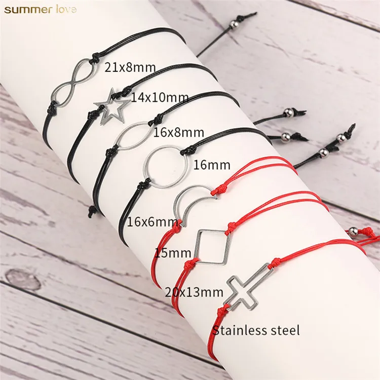 Wholesale Make A Wish Adjustable Red Black Rope Geometric Stainless Steel Pendant Bracelets for Women Accessories Jewelry Gifts, As picture
Wholesale Make A Wish Adjustable Red Black Rope Geometric Stainless Steel Pendant Bracelets for Women Accessories Jewelry Gifts, As picture