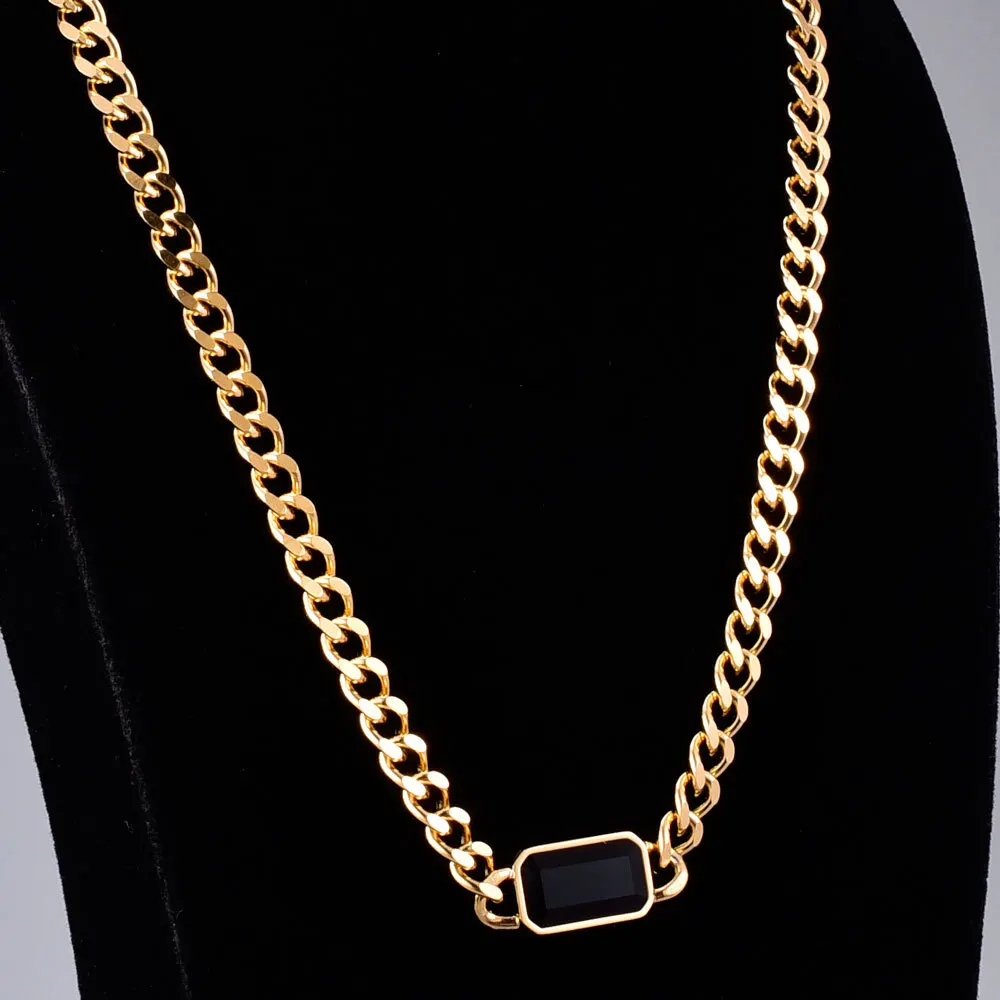 Hips Hops 18k Gold Plated Chunky Link Chain Necklace Black Square Pendant Titanium Steel Necklace, Gold silver
Hips Hops 18k Gold Plated Chunky Link Chain Necklace Black Square Pendant Titanium Steel Necklace, Gold silver