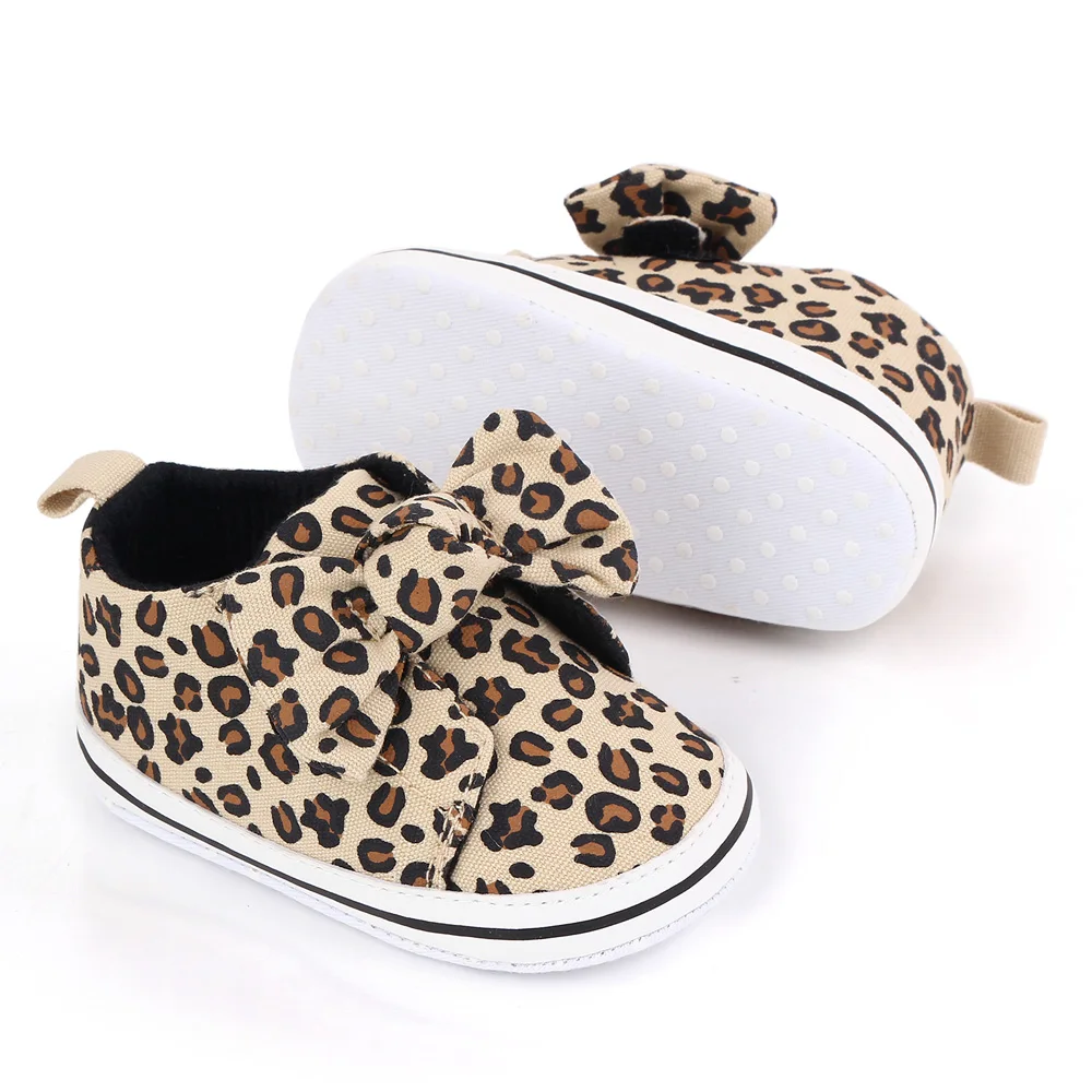 Spring and Autumn Baby Leopard First Walkers Shoes Soft Sole Canvas Sports Sneakers Toddler Loafers manufacture